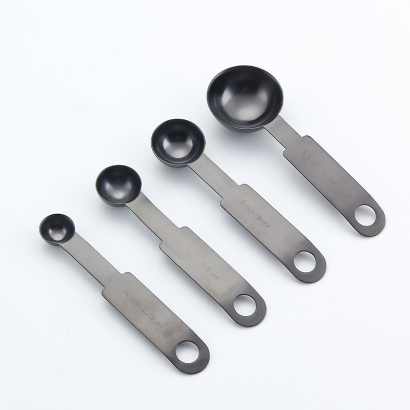 Matte black measuring spoons set